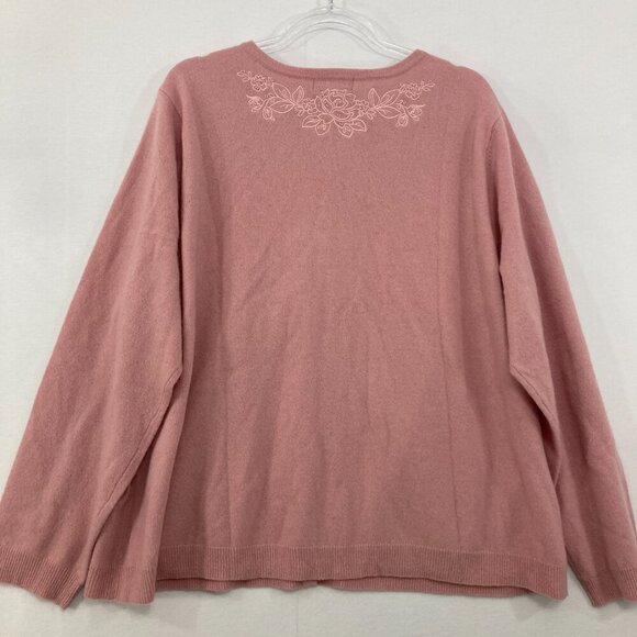 Mercer & Madison size 3X Pink Mauve Lambs Wool Rabbit Hair Embroidered Cardigan - Picture 7 of 9